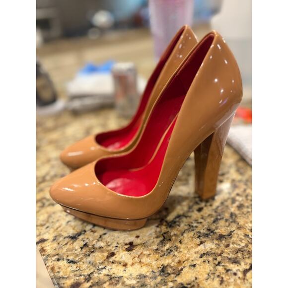 Charles Jourdan Paris Vintage Platform Nude Patent Leather Heels Size 6M - Picture 3 of 7